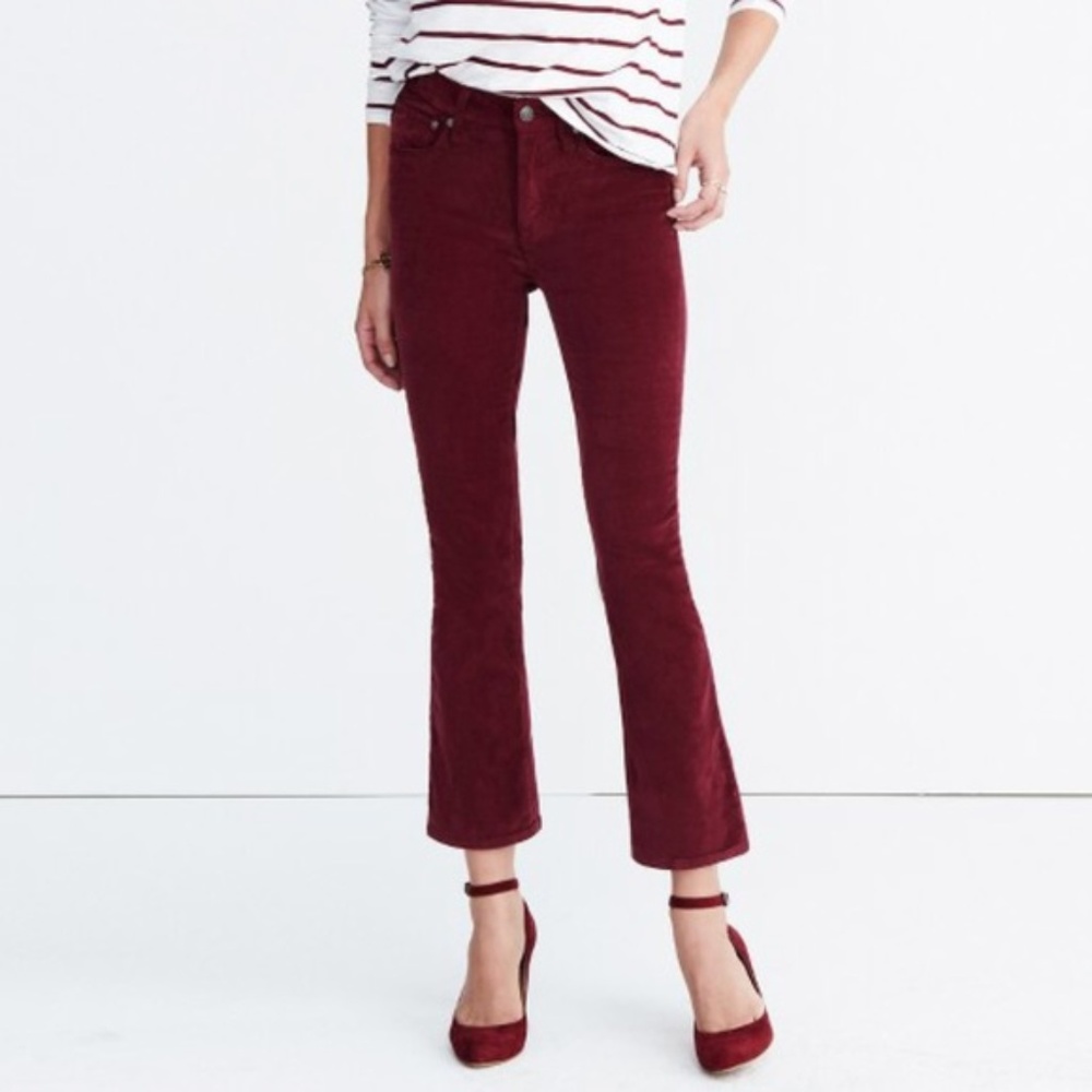 Madewell Cali Demi Boot Velvet Jeans red 28